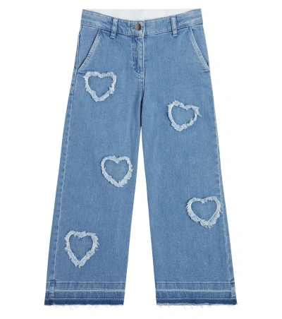Stella Mccartney Kids' Heart Jeans In Light Blue