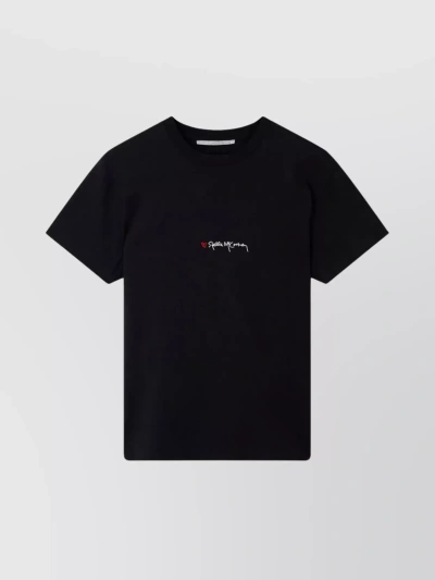 Stella Mccartney Stella Mc Cartney T Shirt With Embroidered Signature In Black