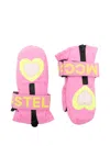 Stella Mccartney Heart-logo Zip Mittens In Pink