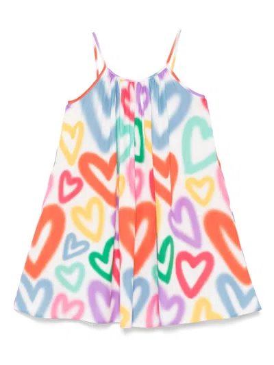 Stella Mccartney Kids' Heart-print Dress In 白色