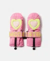 Stella Mccartney Heart Print Ski Gloves In Pink