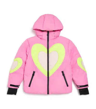 Stella Mccartney Kids' Heart Print Ski Jacket In Pink