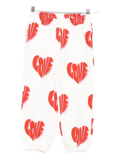 Stella Mccartney Kids' Heart-print Track Pants In White