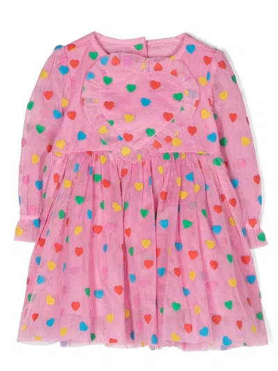 Stella Mccartney Pink Dress For Baby Girl With Hearts