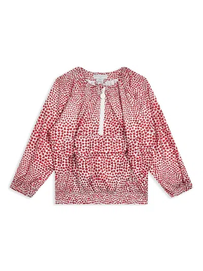 Stella Mccartney Kids' Heart-print Zipper Blouse In Red