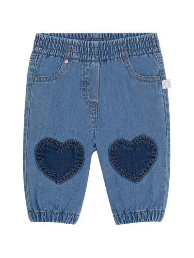 Stella Mccartney Babies' Heart-patch Elasticated-cuff Jeans In Blue