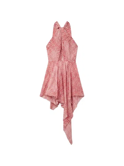 Stella Mccartney Heart Printed Neck-lacing Mini Dress In Pink