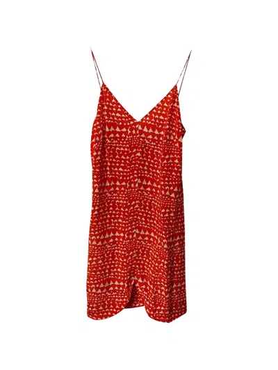 Pre-owned Stella Mccartney Heart-print Scalloped Slip Dress In Red
