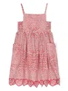 Stella Mccartney Kids Heart-printed Cotton Midi Dress In Red