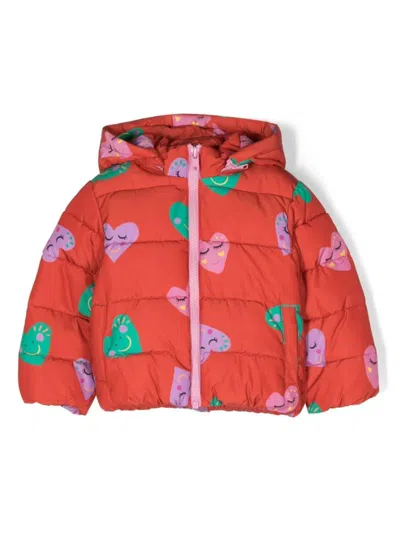 Stella Mccartney Kids' Hearts Hooded Down Jacket In Multicolour