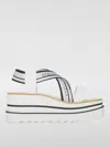Stella Mccartney Sneak-elyse Striped Platform Sandals In White Recycled Polyester In 白色