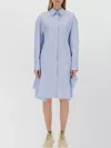 Stella Mccartney Hem Asymmetric Shirt Dress With Chest Pocket In Blue