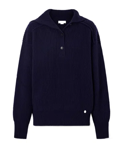 Stella Mccartney Henley Collar Thick Rib Knit Sweater In Blue