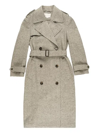 Stella Mccartney Herringbone Belted Coat In Gray