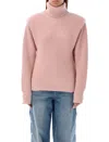 Stella Mccartney Cashmere Ribbed Foldover Turtleneck In Pink