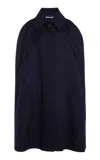 Stella Mccartney High-neck Double Face Wool Cape In Black