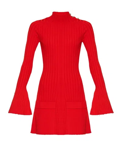 Stella Mccartney High-neck Long-sleeved Dress In Red