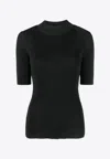 Stella Mccartney Compact Rib Knit Technical Top In Black