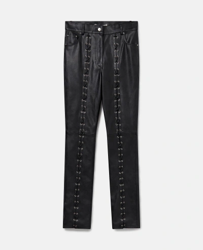 Stella Mccartney High-rise Straight-leg Whipstitched Alter Mat Trousers In Black Leather