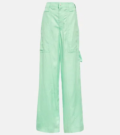 Stella Mccartney Mint Green Twill Wide-leg Pant