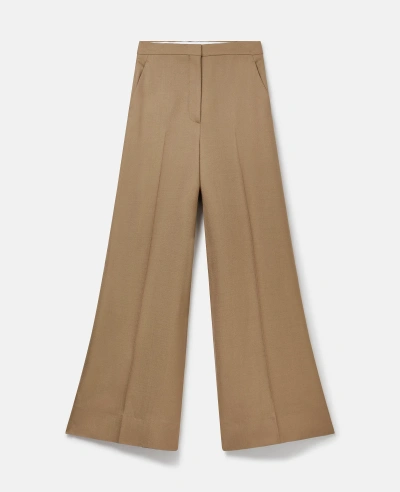 Stella Mccartney High-rise Wide-leg Trousers In Olive Beige