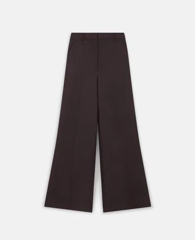 Stella Mccartney High-rise Wide-leg Wool Trousers In Dark Chocolate Brown