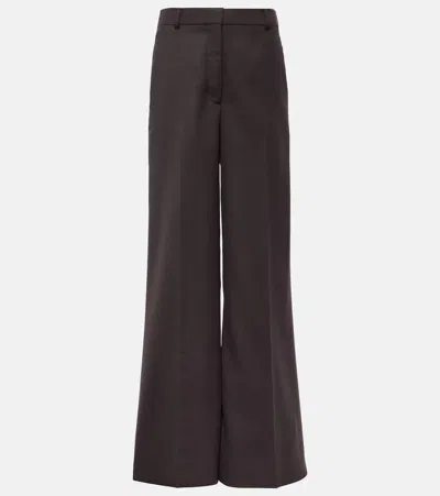 Stella Mccartney Flannel Flared Trousers In Brown