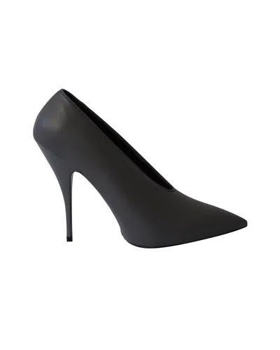 Stella Mccartney High Vamp Pointed Toe Pumps In Grey Suede