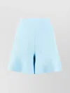 Stella Mccartney High Waist Flared Hem Knitted Shorts With Side Pockets In Blue