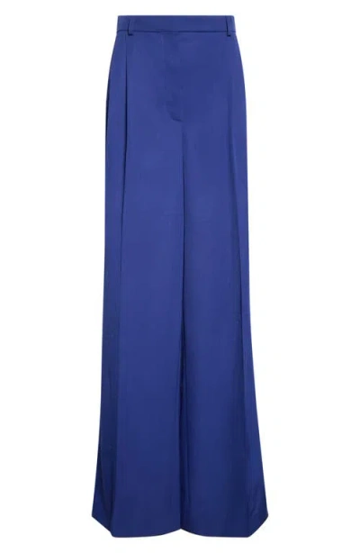Stella Mccartney High Waist Pleated Wool Pants In Blue