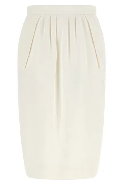 Stella Mccartney High Waist Pleated Skirt Tailored Pockets In White