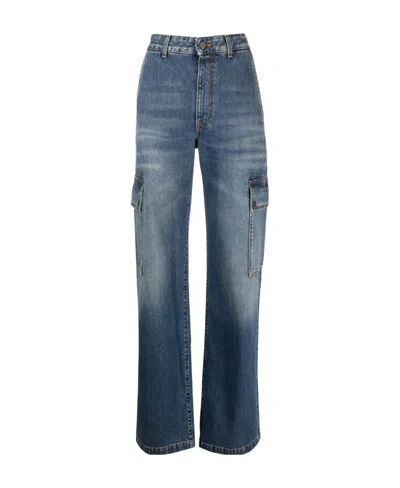 Stella Mccartney High-waist Straight-leg Cargo Jeans In Blue