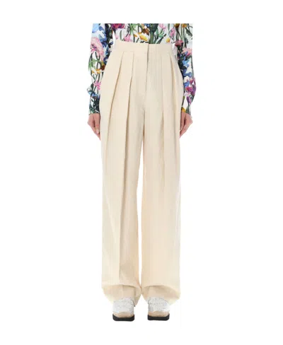 Stella Mccartney High-waisted Pleated Trousers In Buttercream