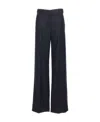 Stella Mccartney Shiny Wide Leg Trousers With Belt Loops In Black