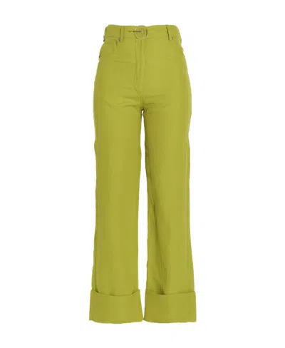 Stella Mccartney High-waisted Straight-leg Trousers In Green