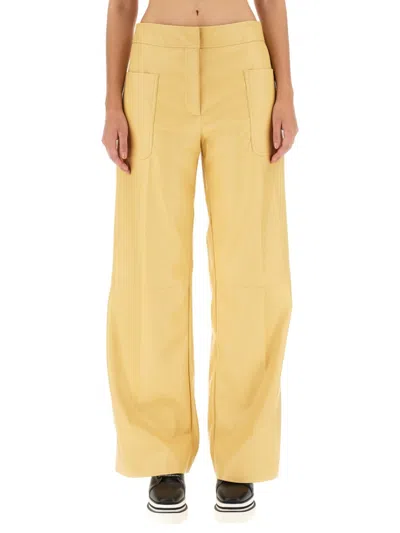 Stella Mccartney High-waisted Wide-leg Pants With Concealed Closure In Yellow
