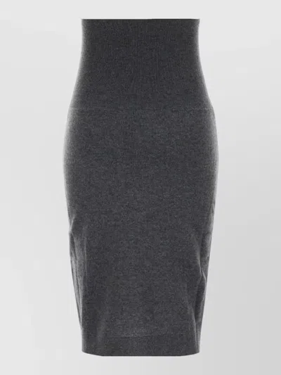 Stella Mccartney High Waisted Wool Midi Slim Skirt In Gray