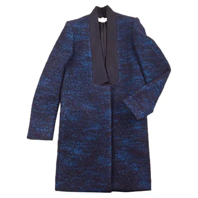 Pre-owned Stella Mccartney High-quality Wool Tweed Design Collarless Coat In Black