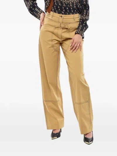 Stella Mccartney High-waist Straight-fit Trousers With Buckle Detail In Neutral