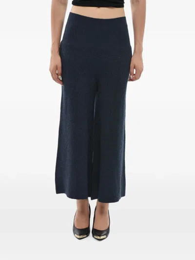 Stella Mccartney High-waisted Ribbed-knit Trousers In Blue