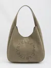 Stella Mccartney Large Studded Logo Suede Hobo Bag In Brown