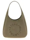 Stella Mccartney Large Studded Logo Suede Hobo Bag In Green