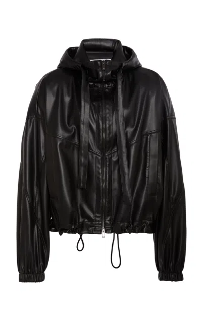 Stella Mccartney Hooded Altermat Vegan Leather Bomber Jacket In Black