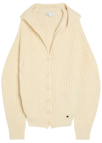 Stella Mccartney Hooded Cashmere And Wool-blend Cardigan In Neutral