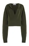 Stella Mccartney Hooded Knit Top In Olive