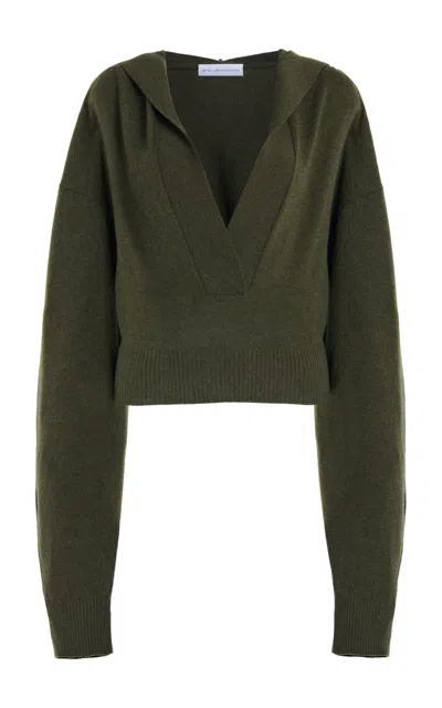 Stella Mccartney Hooded Knit Top In Olive