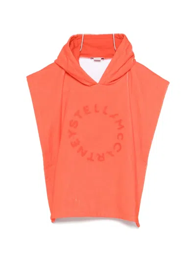 Stella Mccartney Kids' Hooded Logo Towel In Orange