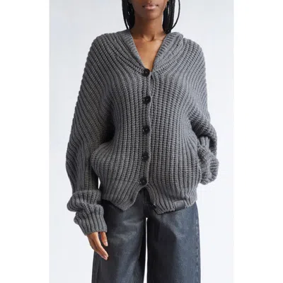 STELLA MCCARTNEY STELLA MCCARTNEY HOODED OVERSIZE RECYCLED CASHMERE & VIRGIN WOOL RIB CARDIGAN