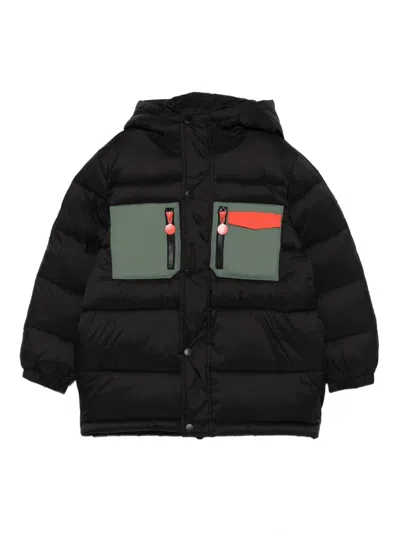 Stella Mccartney Kids' Hooded Panelled Padded Jacket In Black