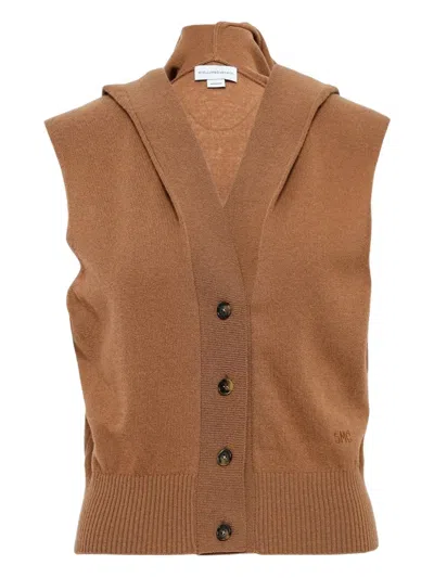 Stella Mccartney Hooded Sleeveless Cardigan In Gold